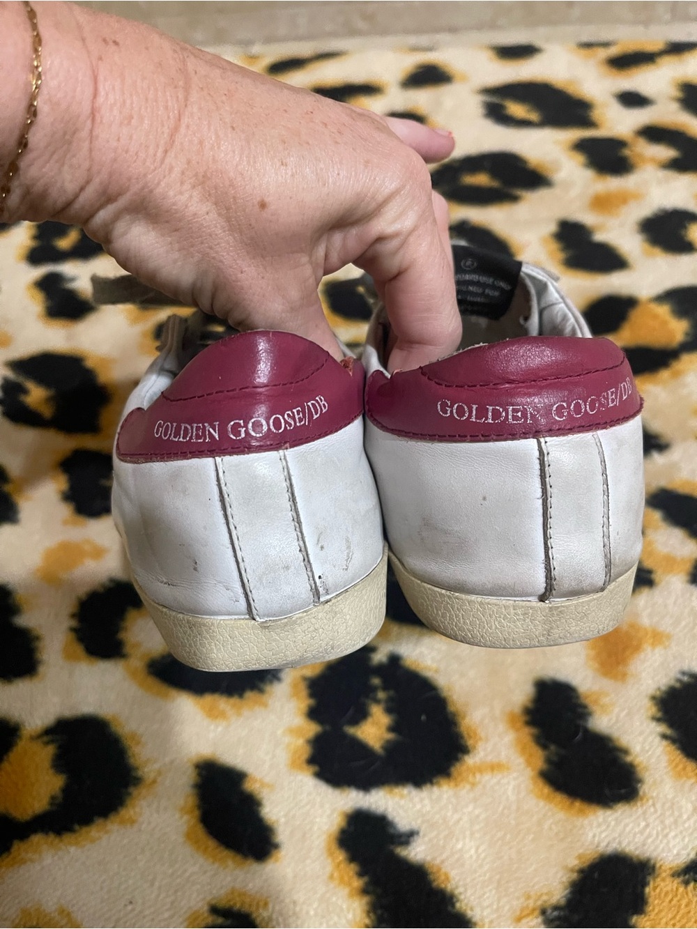 Golden Goose White Leather Sneakers with Black Star and Pink Heel - Picture 4 of 8